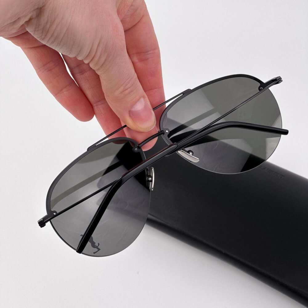 Saint Laurent CLASSIC 11/F M Pilot Sunglasses – Matte Black Grey | Model 005 - Picture 2 of 9